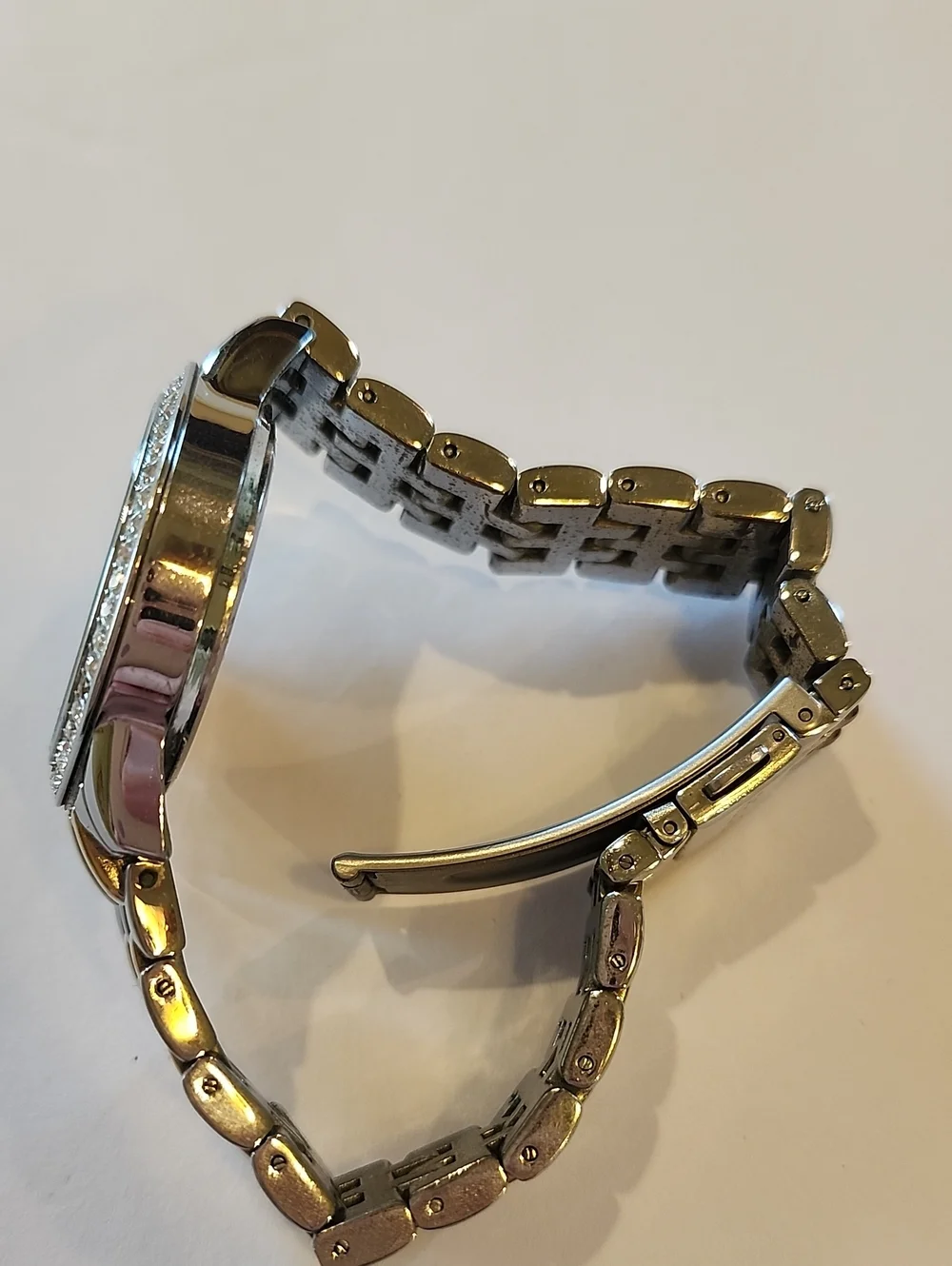 Relic Gold And Silver Tones Watch With Crystal Bezel And Crystal Numerals